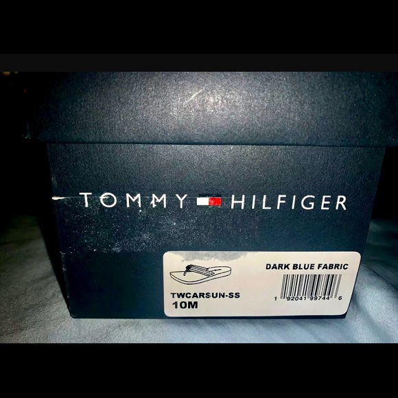 TOMMY HILFIGER TWCRESPO CANVAS FLIP FLOPS SIZE 10M - Picture 4 of 5